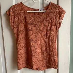 Burt orange lace top